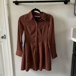 Abercrombie & Fitch Black Long-Sleeve Crepe Shirt Dress